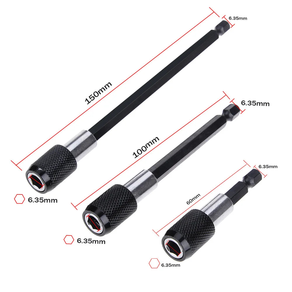 1/4 Inch Hex Shank Quick Release Screwdriver Bit Holder Extension Bar | 60mm 100mm 150 close-up view