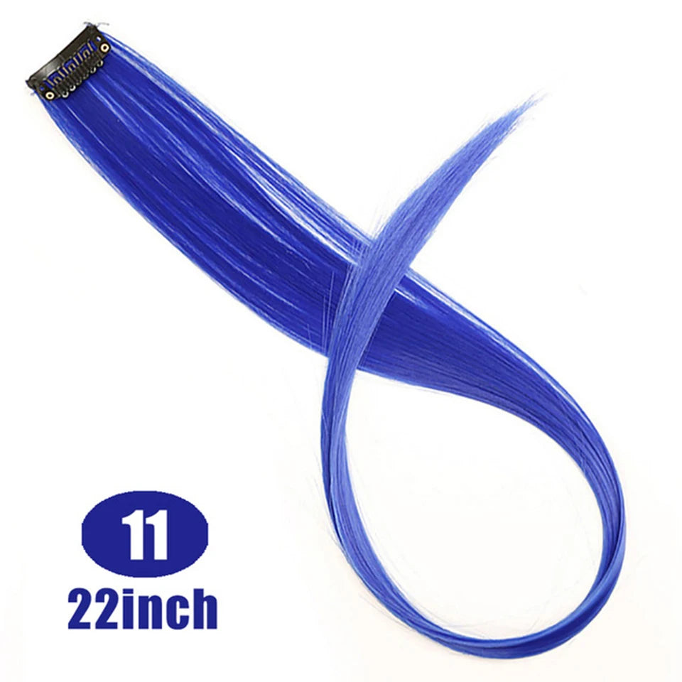 HUAYA Colorful Synthetic Hair Long Straight Hair Strands On Barrettes Clip In Hair Extensions Kanekalons Fake Hair Pins