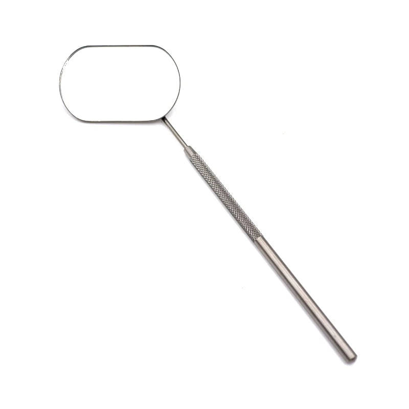 Stainless Steel Oval Lash Mirror | Portable Eyelash Extension Tool close-up view