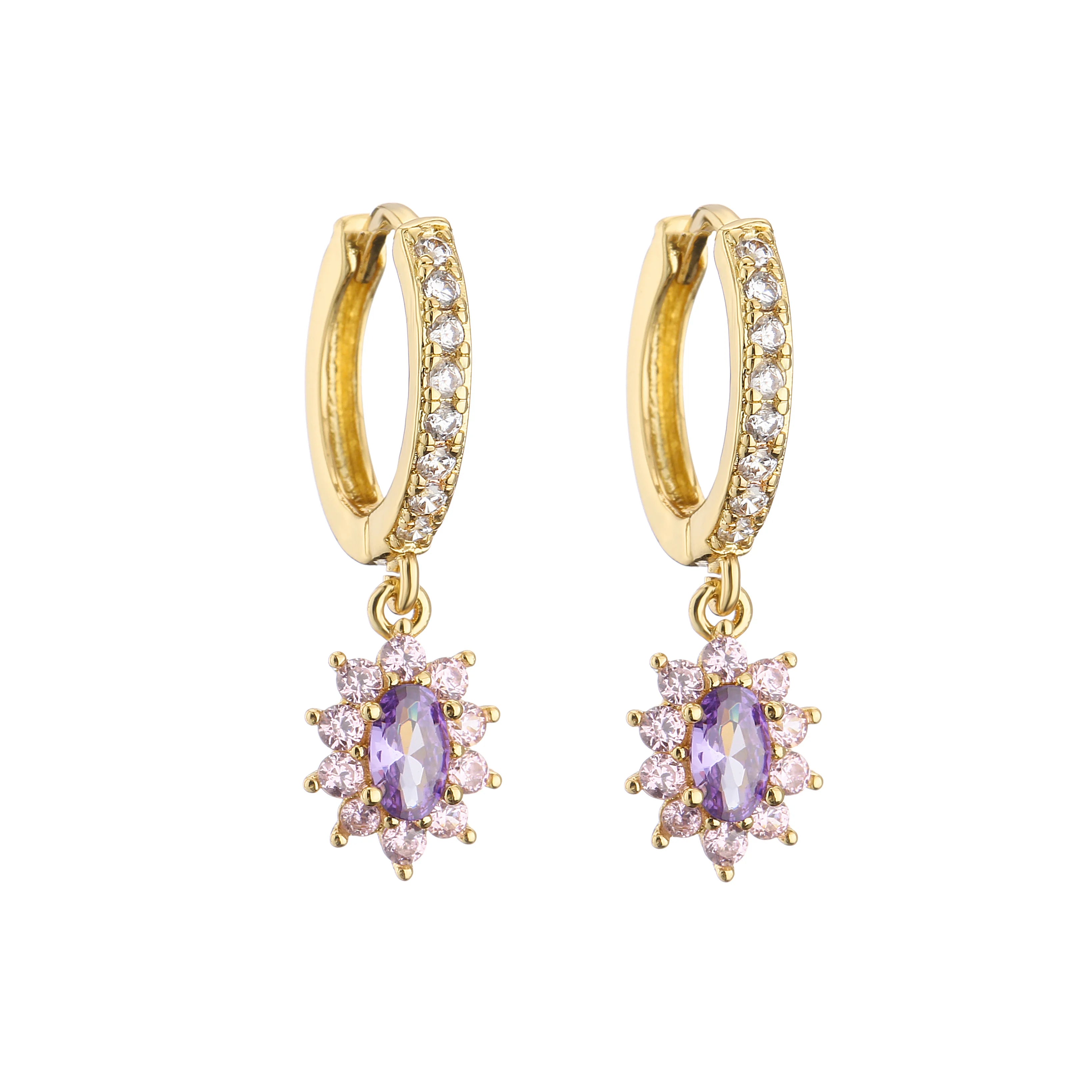 Cubic Zirconia Hoop Earrings | Classic Dazzling Stud Earrings for Women lifestyle view