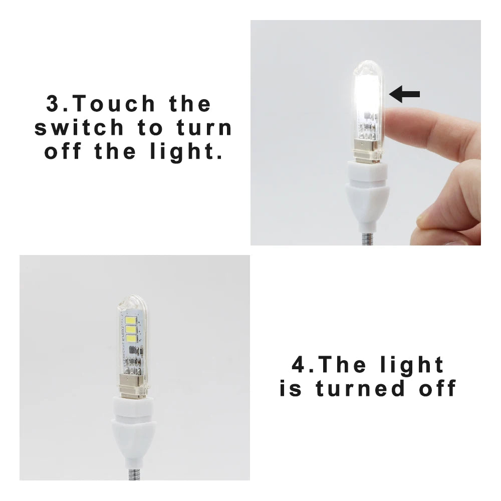 Portable USB LED Book Light | Touch Switch Reading Lamp additional angle