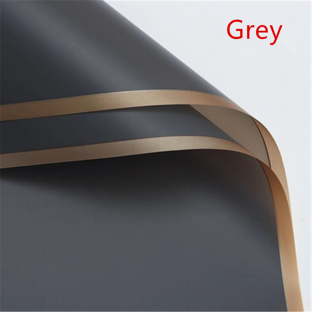 5pcs Flower Wrapping Paper with Golden Border | Korean Style Half Transparent Gift additional angle