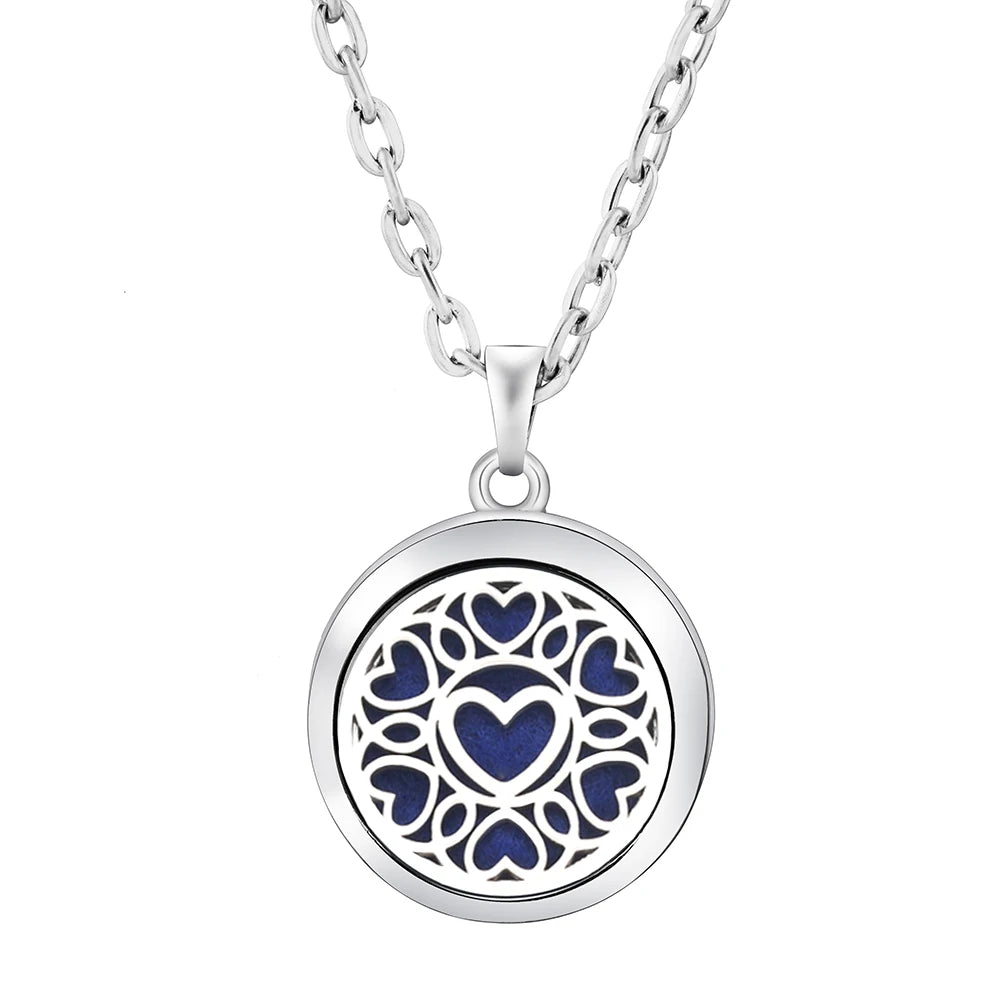 Heart-Shaped Aromatherapy Essential Oil Diffuser Necklace Stainless Steel High Quality D detail view