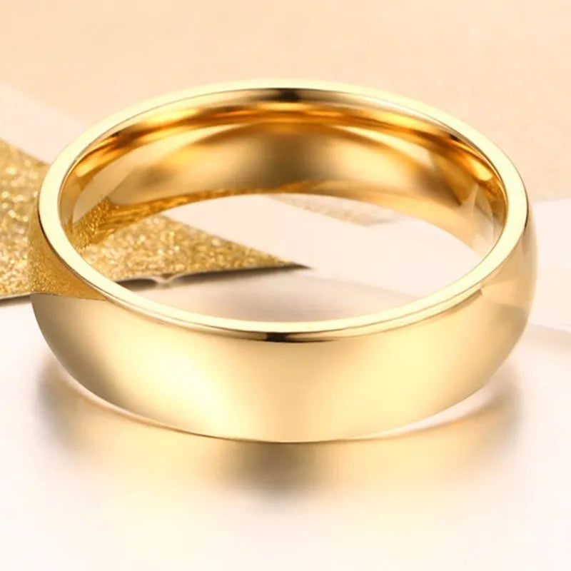 Gold Plated Stainless Steel Wedding Band | Unisex Engagement Ring US Sizes 4-15 additional angle