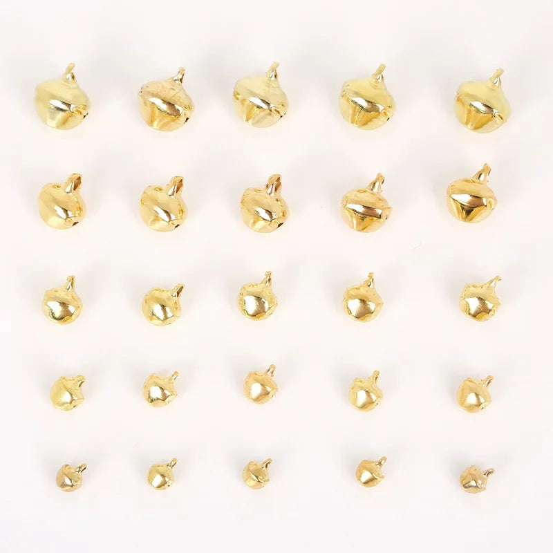 50-300Pcs Gold Jingle Bells Iron Pendants Hanging Christmas Tree Ornaments Christmas D close-up view