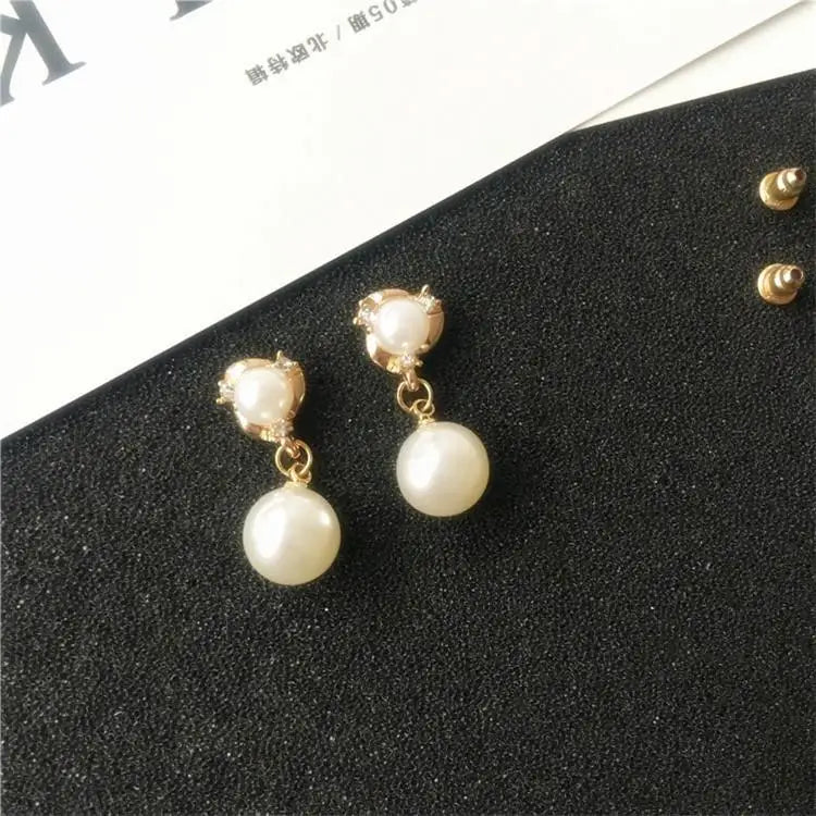 Wild Simple Pearl Bean Earrings additional angle