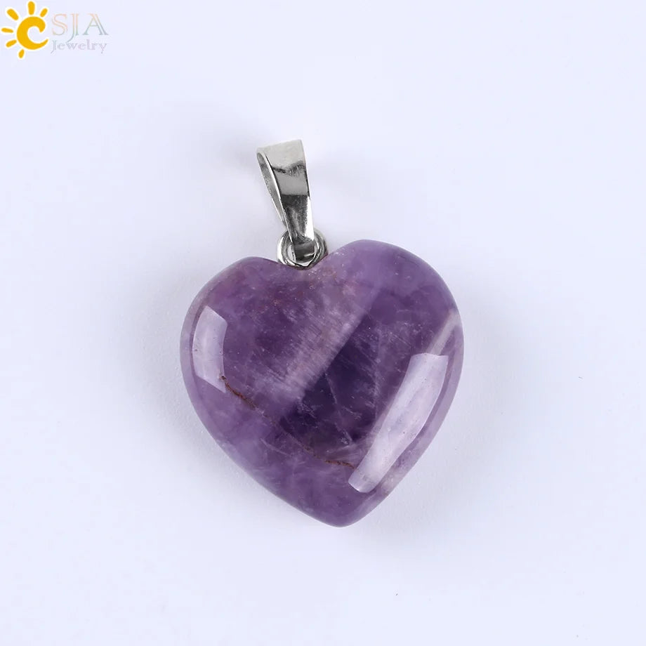 Natural Stone Heart Pendant Necklace | Crystal Healing Jewelry for Women detail view