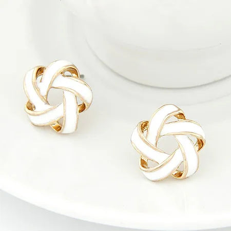 RAVIMOUR Enamel Stud Earrings | Fashion Gold Flower Star Earrings for Women alternate view