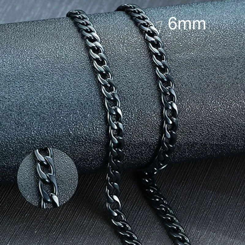 Vnox Men's Cuban Link Chain Necklace | Stainless Steel Black Gold Color Choker Jewelry detail view