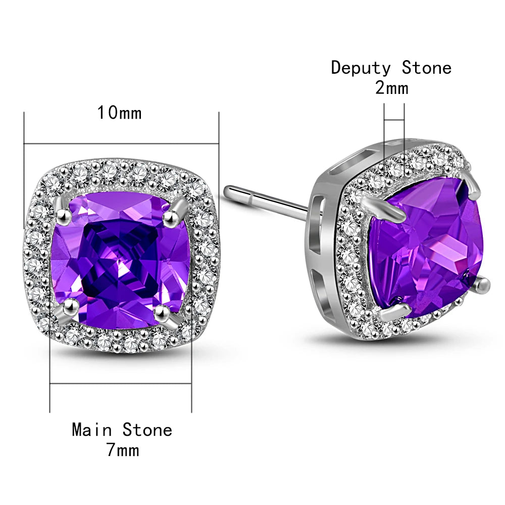 Brand Jewelry Natural Amethyst Earrings Genuine 925 Sterling Silver Earrings Brand Wo alternate view