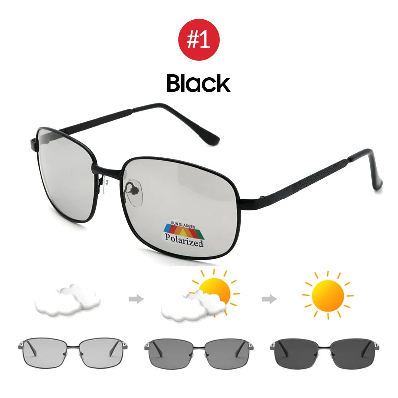 VIVIBEE Driving Rectangle Polarized Men Sunglasses Photochromic Fishing Women Car Driving UV400 Polarizing Male Sun Glasses