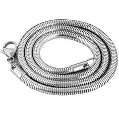 Stainless Steel Round Snake Chain Pendant Necklace | Unisex Classic Jewelry close-up view
