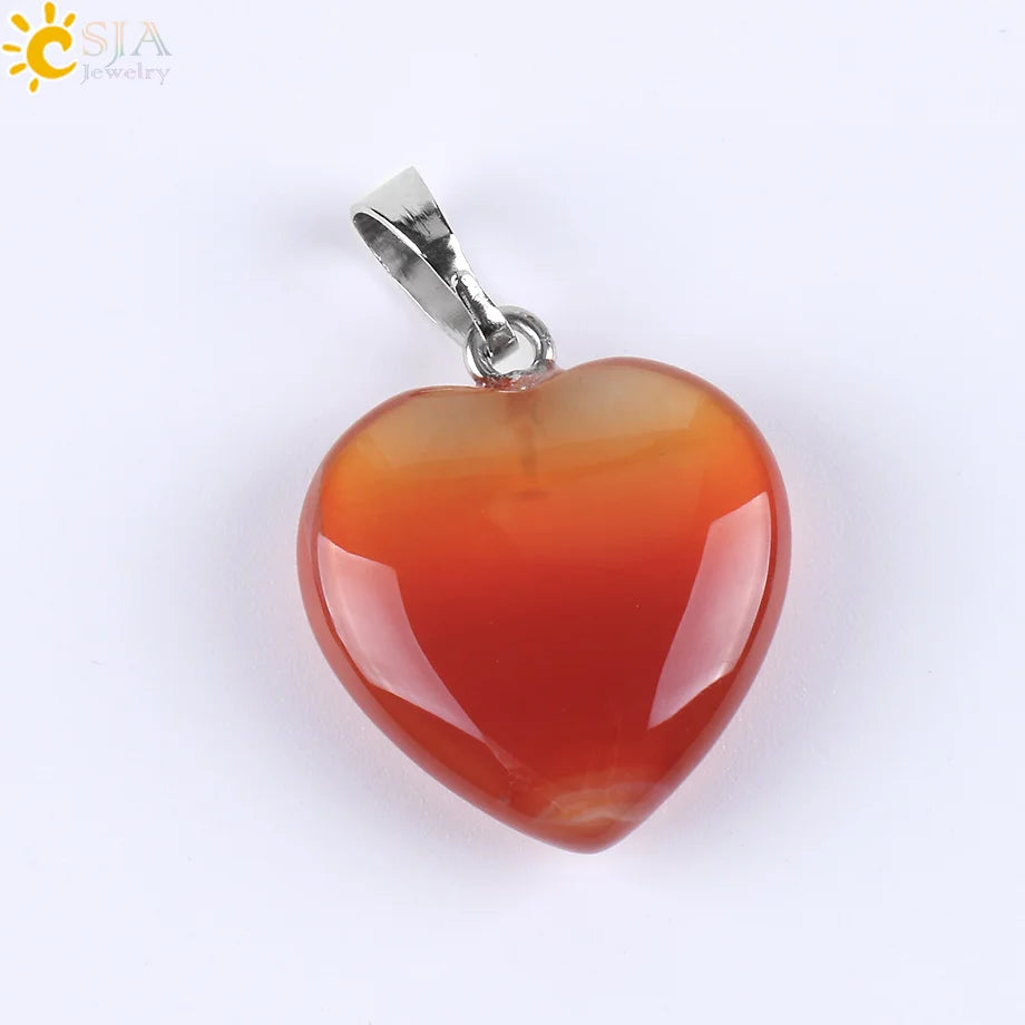 CSJA Natural Stone Heart Necklace | Crystal Healing Pendant for Women lifestyle view