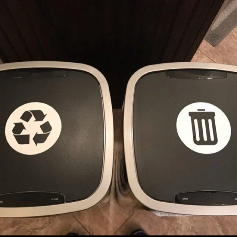 Recycle and Trash Sign Decal | Trash Can Vinyl Art Sticker Decoration close-up view