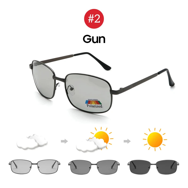VIVIBEE Driving Rectangle Polarized Men Sunglasses Photochromic Fishing Women Car Driving UV400 Polarizing Male Sun Glasses