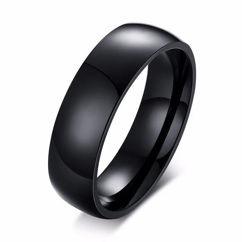 Gold Tone Stainless Steel Wedding Band Ring | Unisex Engagement Ring close-up view