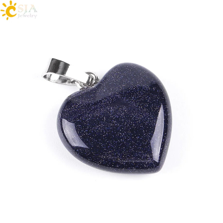 CSJA Natural Stone Heart Necklace | Crystal Healing Pendant for Women alternate view