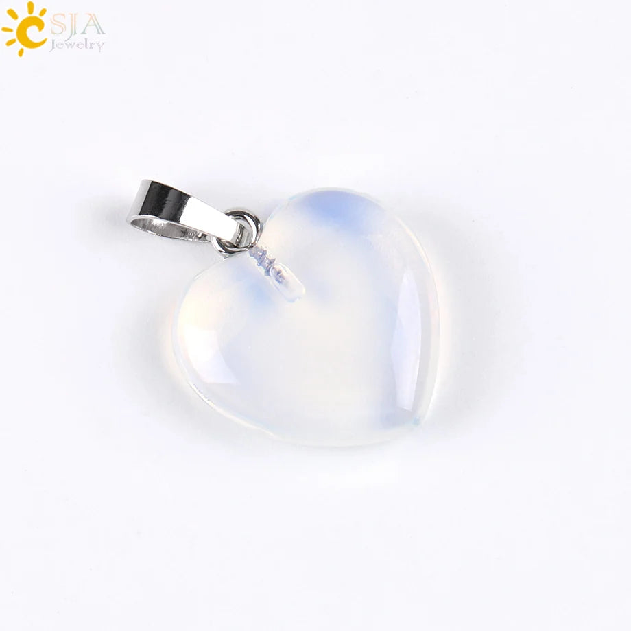 Natural Stone Heart Pendant Necklace | Crystal Healing Jewelry for Women additional angle