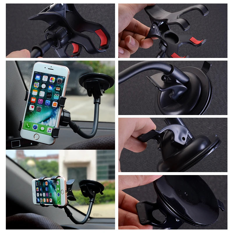 Crouch Car Phone Holder 360 Degree Flexible Dashboard Windshield Desk Stand close-up view