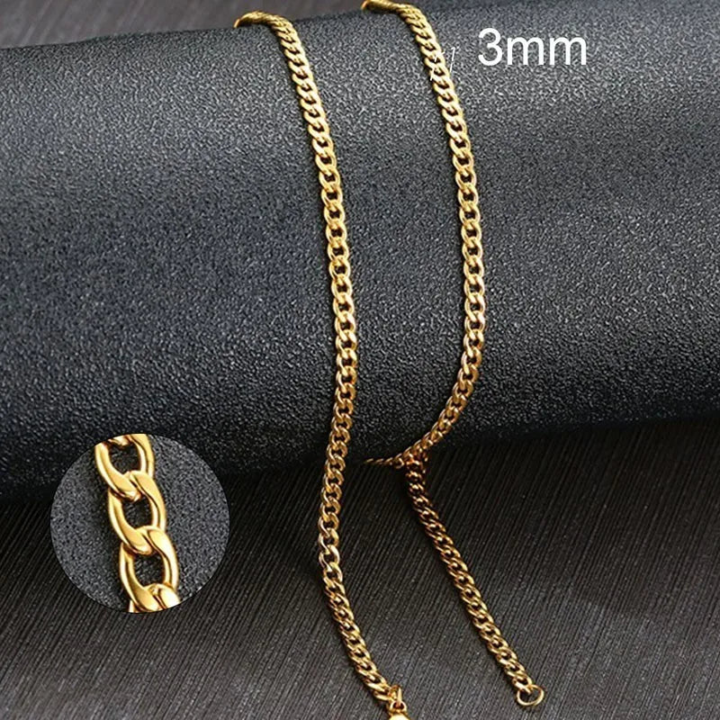 Vnox Men's Cuban Link Chain Necklace | Stainless Steel Black Gold Color Choker Jewe additional angle
