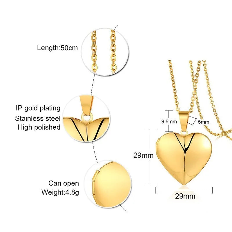 Heart Photo Locket Necklace for Women | Openable Stainless Steel Promise Jewelry additional angle