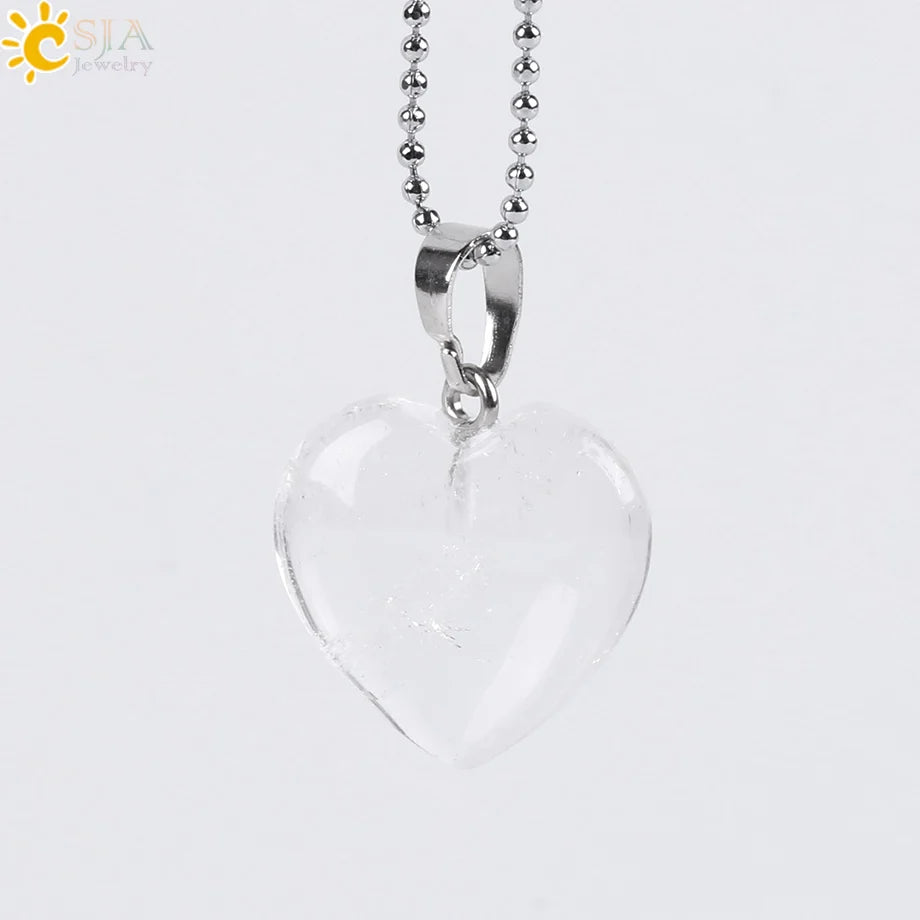 Natural Stone Heart Pendant Necklace | Crystal Healing Jewelry for Women alternate view