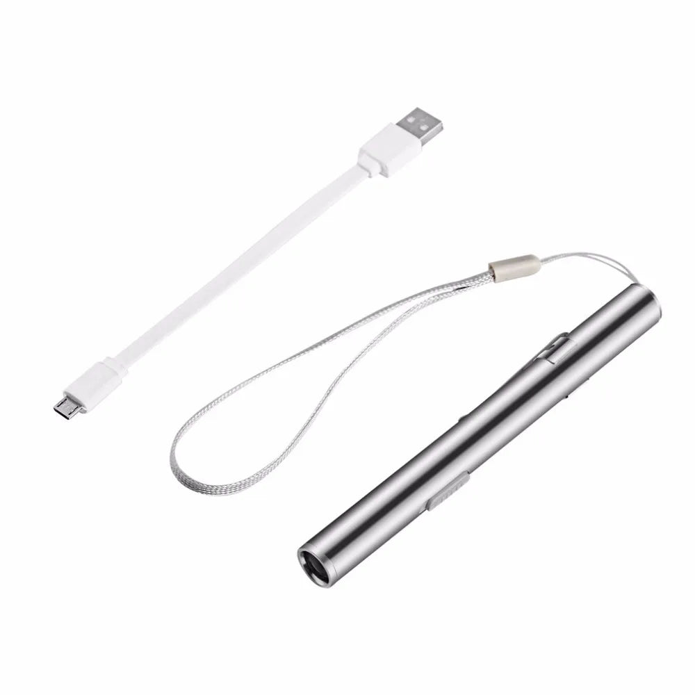 USB Rechargeable Pen Light | Medical Mini LED Flashlight with Clip additional angle