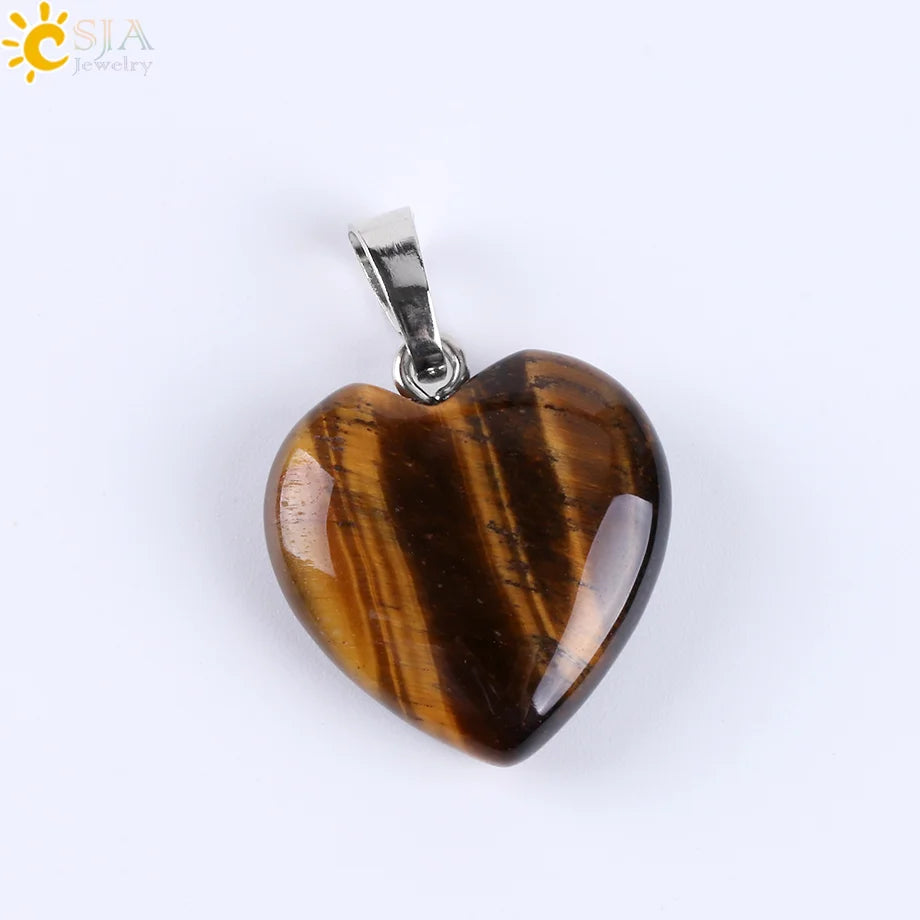 Natural Stone Heart Pendant Necklace | Crystal Healing Jewelry for Women detail view