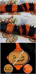 Halloween props Spider pumpkin ghost bats paper close-up view