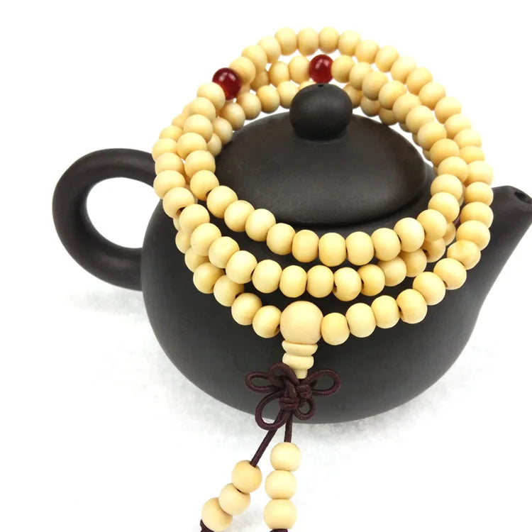 6mm Natural Sandalwood Buddhist Buddha Meditation 108 beads Wood Prayer Bead Mala Bracel detail view