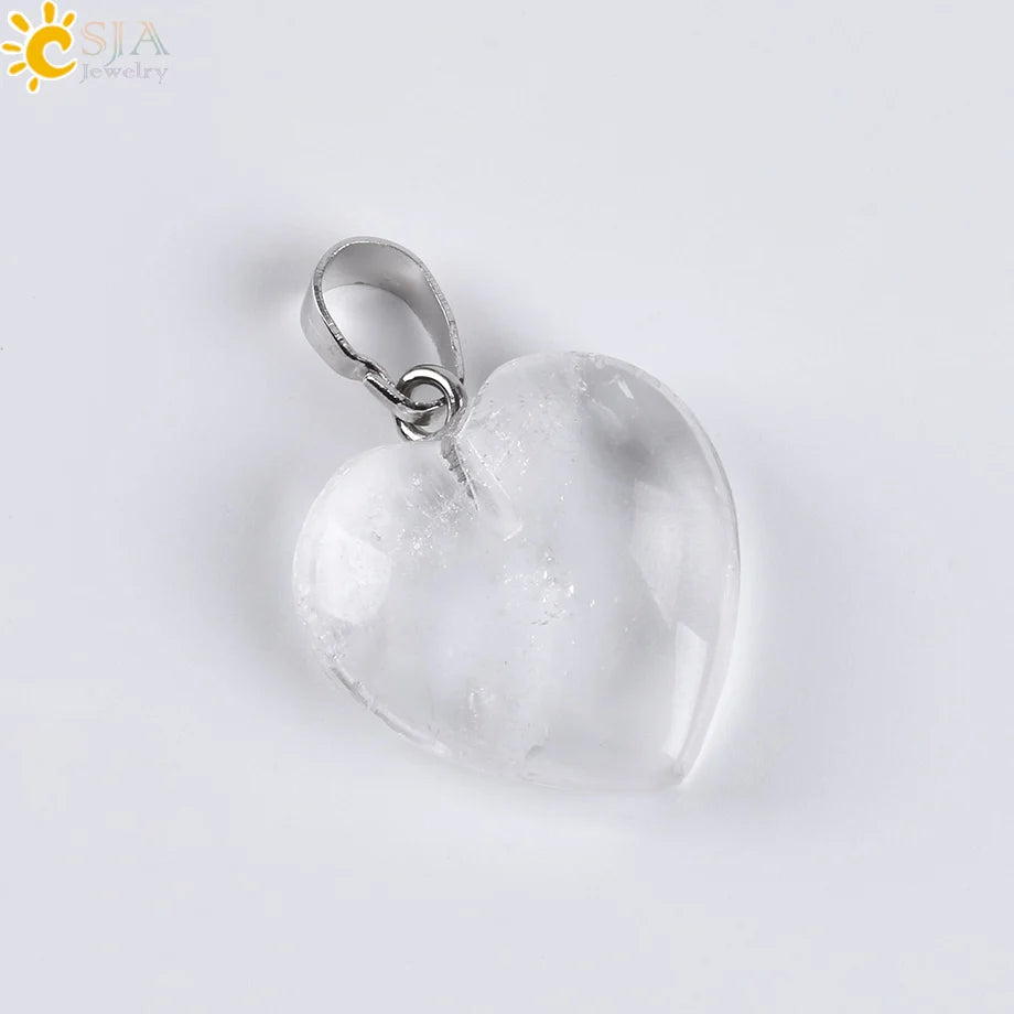Natural Stone Heart Pendant Necklace | Crystal Healing Jewelry for Women close-up view