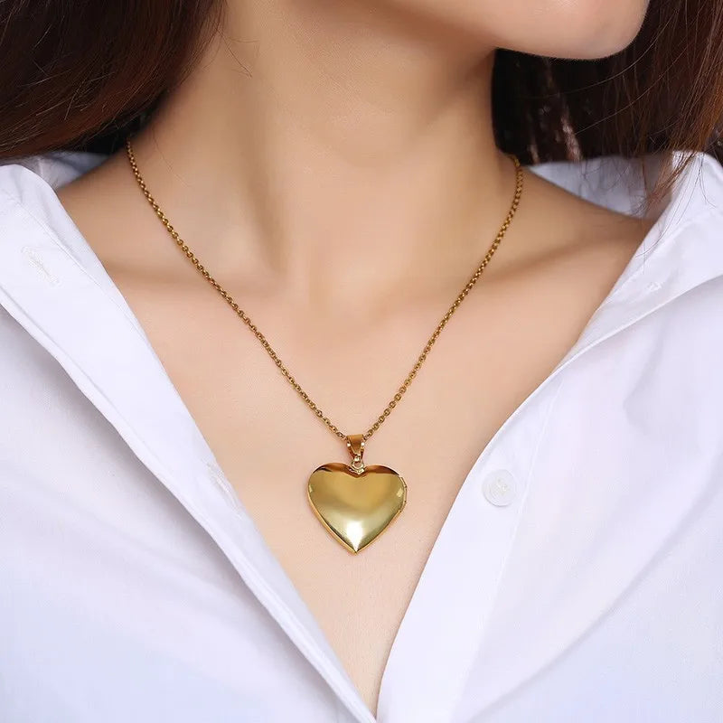 Heart Photo Locket Necklace for Women | Openable Stainless Steel Promise Jewelry alternate view