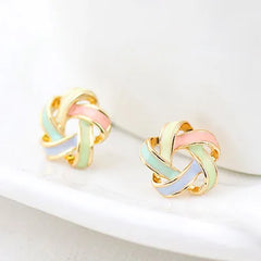 RAVIMOUR Enamel Stud Earrings | Fashion Gold Flower Star Earrings for Women alternate view