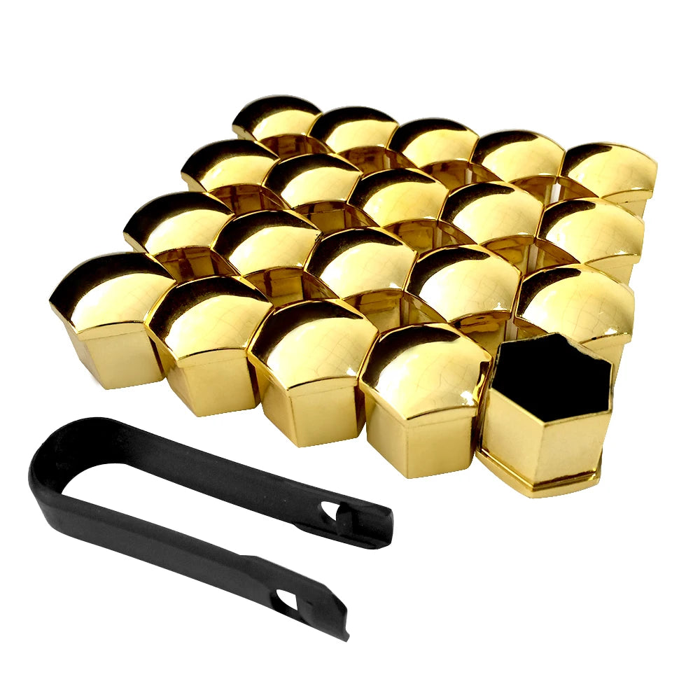 Wheel Nut Covers ABS Chrome 17 19 21mm 20 Pcs close-up view