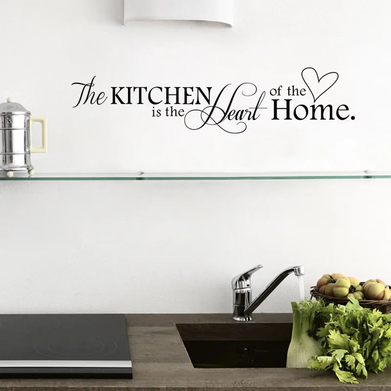 English Letters Kitchen Love Vinyl Wall Sticker | Heart of the Home Wall Decal detail view