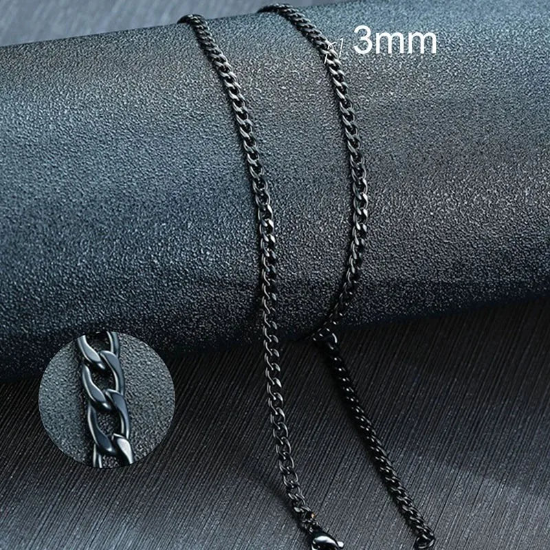 Vnox Men's Cuban Link Chain Necklace | Stainless Steel Black Gold Color Choker Jewelr alternate view