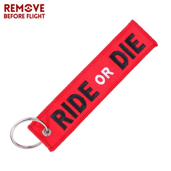 Motorcycle Keychain with Embroidery | Real Men Like Curves Keyring lifestyle view