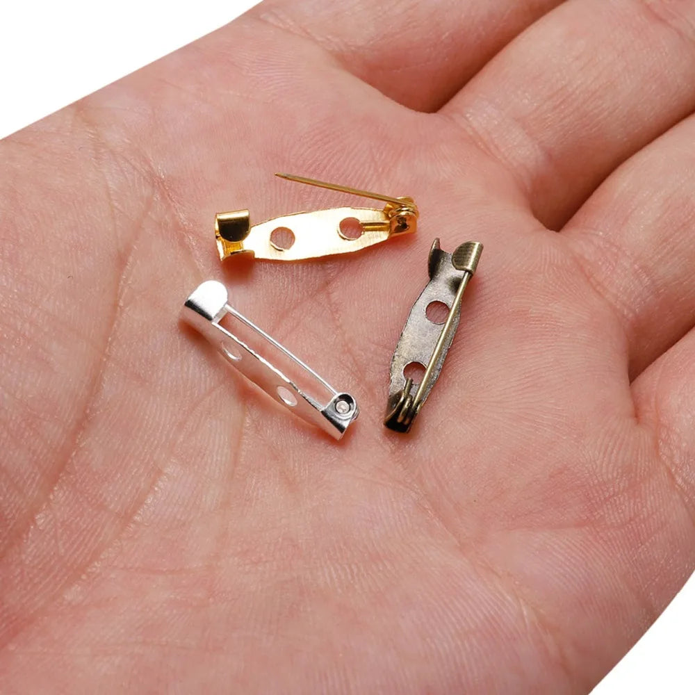 50pcs 15/20/25/30/35/40mm Brooch Clip Base Pins Brooch Pin Base Brooch Settings Blank Base For DIY Jewelry Making Supplies