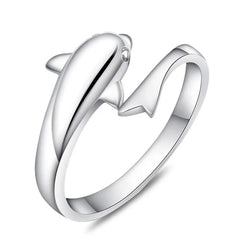 Dolphin Animal Platinum Plated Ladies Finger Rings