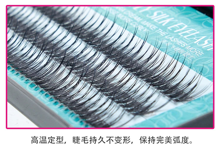 Natural Fishtail Dovetail Eyelashes | Soft Mink Eyelash Extension Tool close-up view