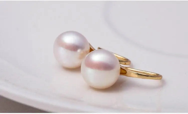 Wild Simple Pearl Bean Earrings close-up view