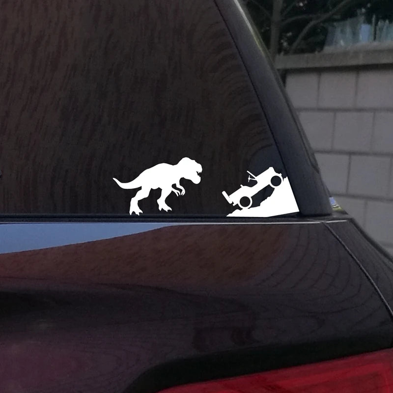 T-Rex Dinosaur Car Sticker | Jeep Window Decal for Laptop and Car Decoration close-up view