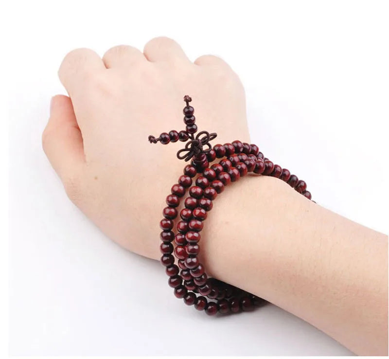 6mm Natural Sandalwood Buddhist Buddha Meditation 108 beads Wood Prayer Bead Mala Bracel detail view