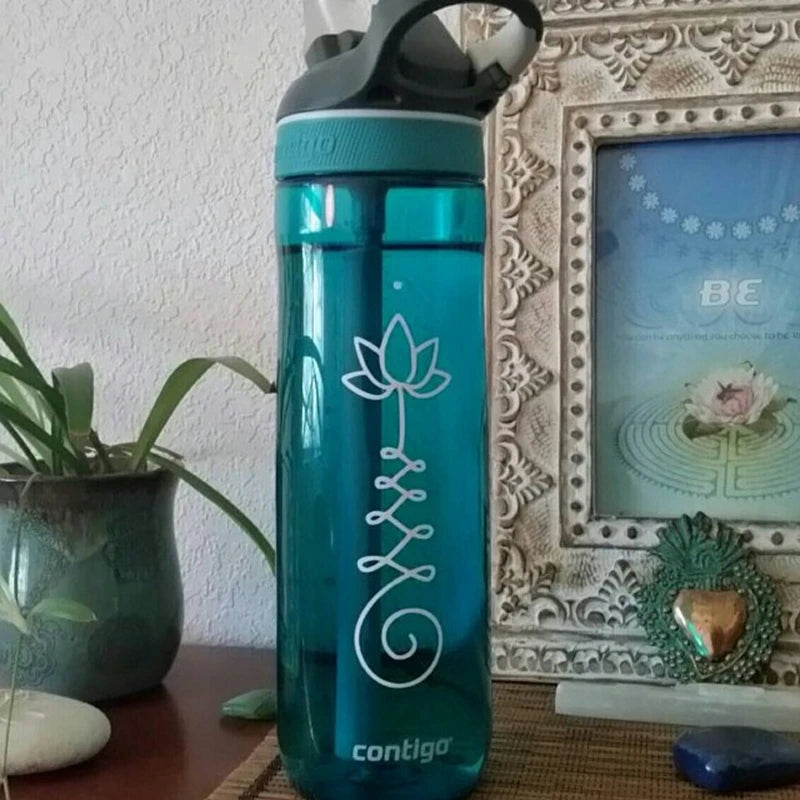 Unalome Lotus Swirl Decal | Vinyl Sticker for Car, Laptop, and Bottle close-up view