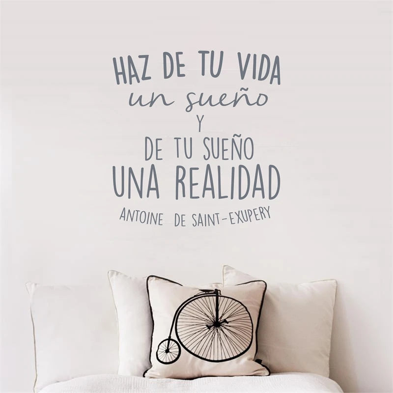 Spanish Inspirational Quotes Vinyl Wall Sticker | Haz de tu vida un sueño Wall Decal detail view