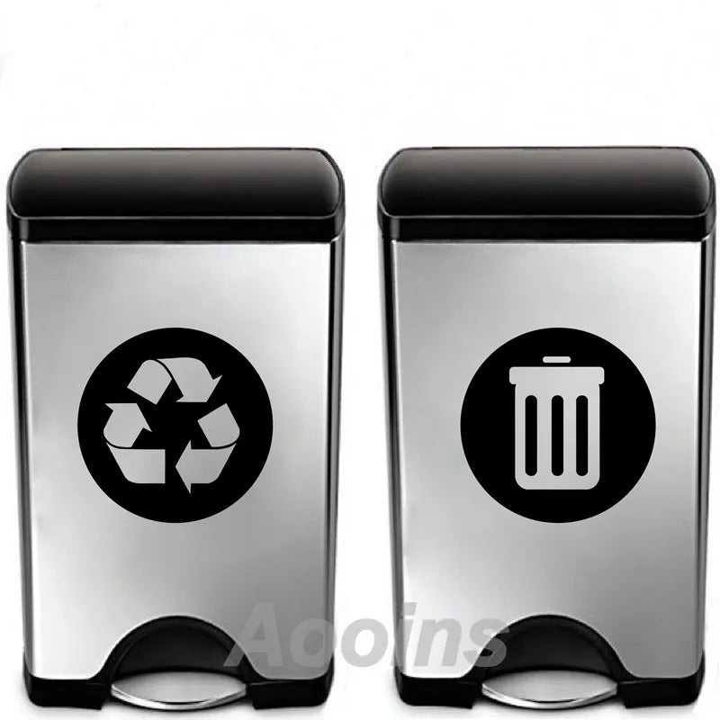 Recycle and Trash Sign Decal | Trash Can Vinyl Art Sticker Decoration alternate view