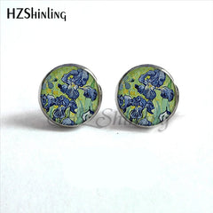 NES-001 Van Gogh Painting Stud Earrings The Starry Night Ear Studs Van Gogh Sunflower alternate view