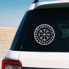 Viking Protection Runes Vegvisir Compass Talisman Red Vinyl Decal | Car and Laptop Decor detail view