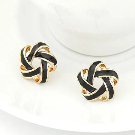 RAVIMOUR Enamel Stud Earrings | Fashion Gold Flower Star Earrings for Women detail view
