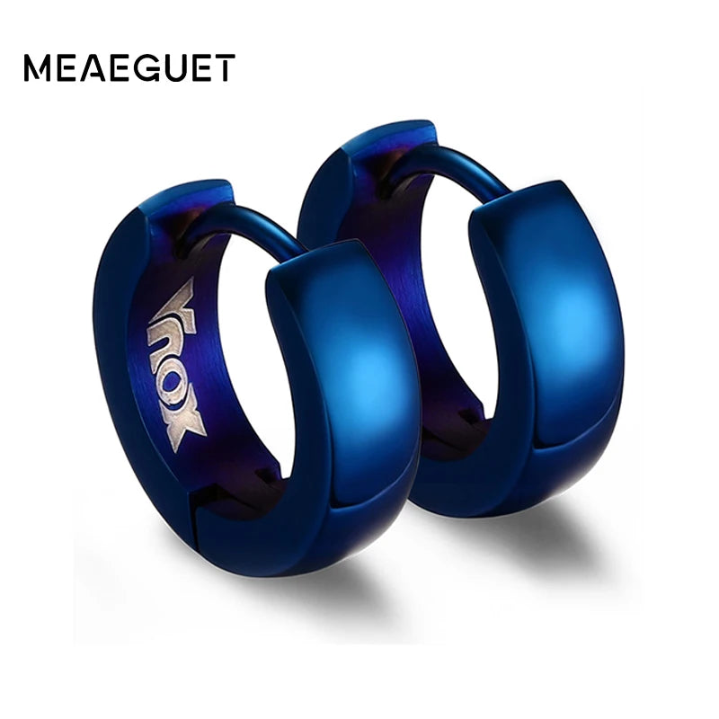 Rock Punk Huggie Earrings | Stainless Steel Unique Small Hoop Earrings for Men and Wom close-up view